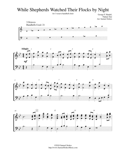 While Shepherds Watched Their Flocks by Night (Handel) - for 3-octave handbell choir (arr. Samuel Stokes)