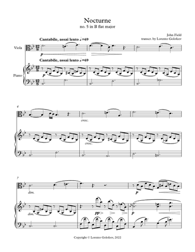 Nocturne no. 5 in B flat major (arr. Lorento Golofeev)
