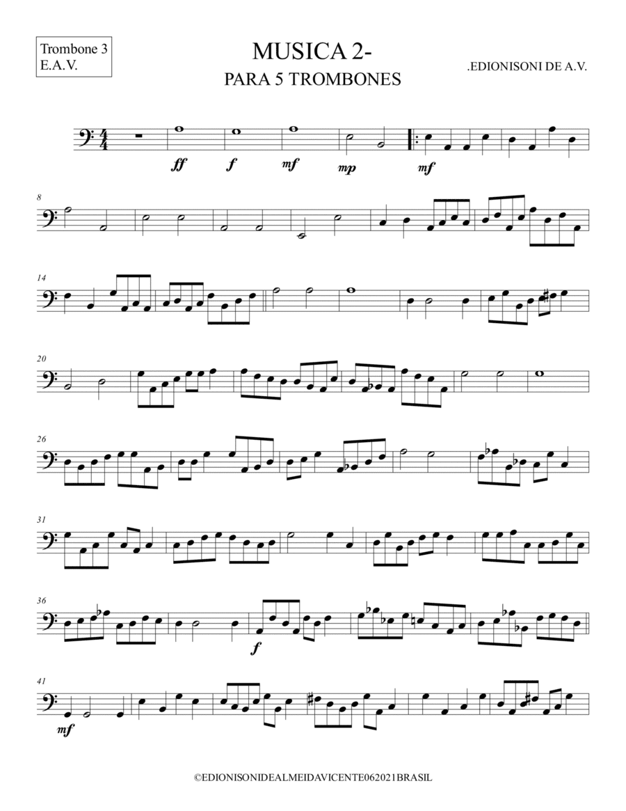MUSICA 2 - PARA 5 TROMBONES-Trombone 3