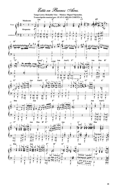 Estás en Buenos Aires. Tango por Reinaldo Yiso y Miguel Nijensohn (arr. Juan Carlos Cortés Aguirre)