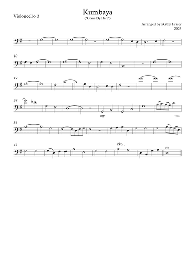 Kumbaya for Cello Trio (arr. Katherine L Fraser)
