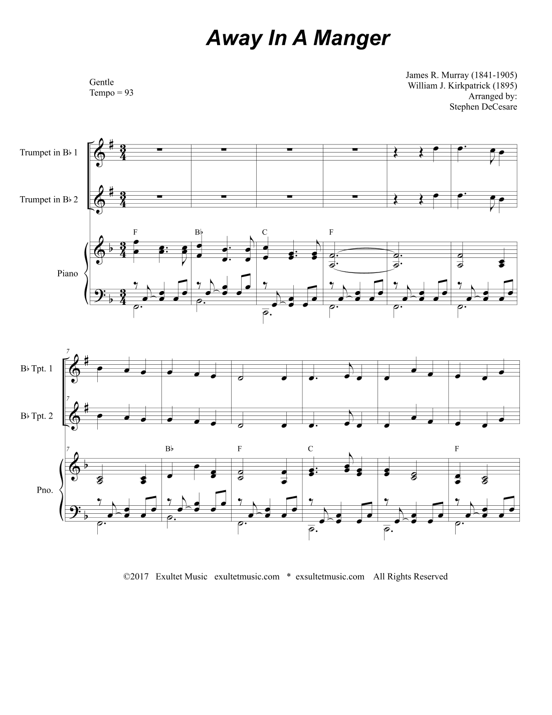 Away In A Manger (Duet for Bb-Trumpet) (arr. Stephen DeCesare)