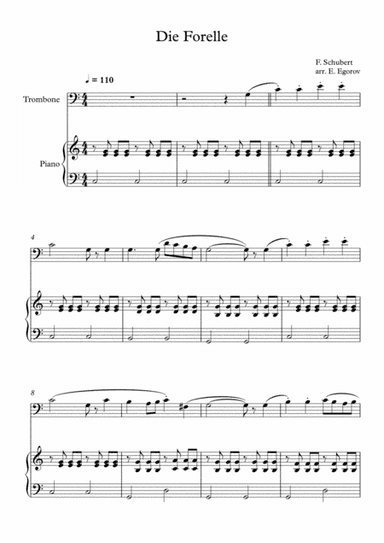 Die Forelle, Franz Schubert, For Trombone & Piano (arr. Eugene Egorov)