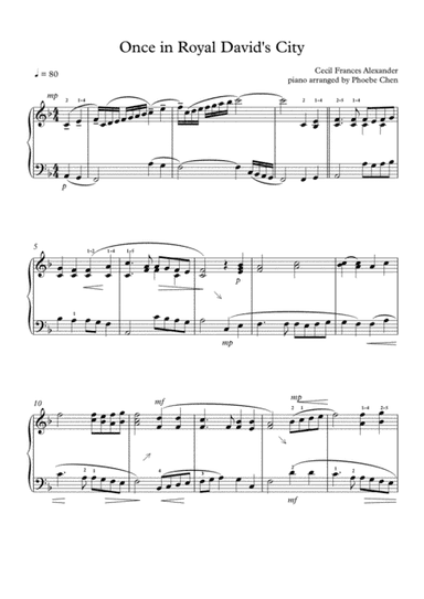 Once in Royal David's city ( for intermediate piano ) (arr. Phoebe Chen)