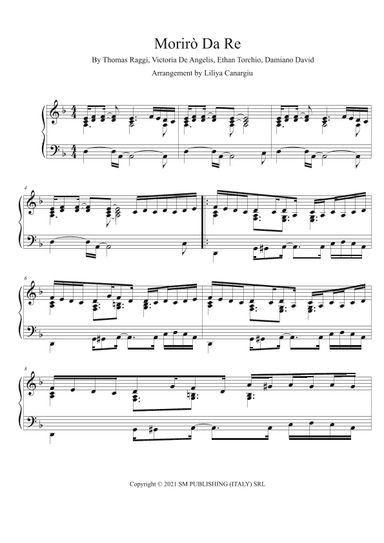 Moriro' Da Re (arr. Liliya Canargiu)