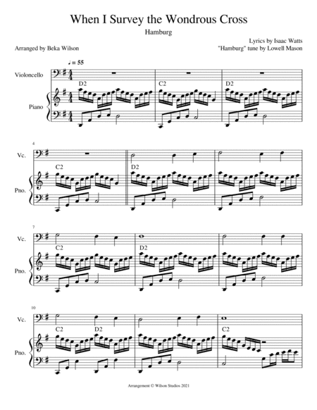 When I Survey the Wondrous Cross--cello solo (arr. Beka Wilson)