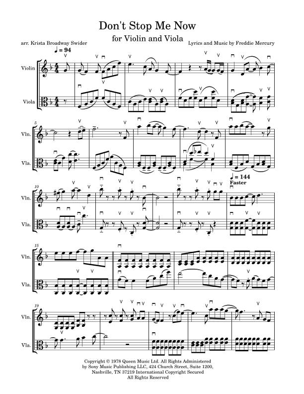 Don't Stop Me Now (arr. Krista Broadway Swider)