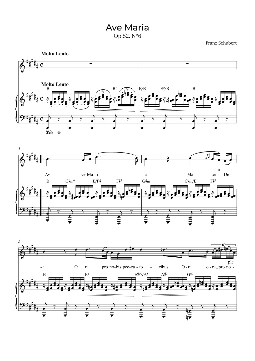 Ave Maria Schubert - Contralto with chords in B (arr. Alex Nunes Rodrigues)