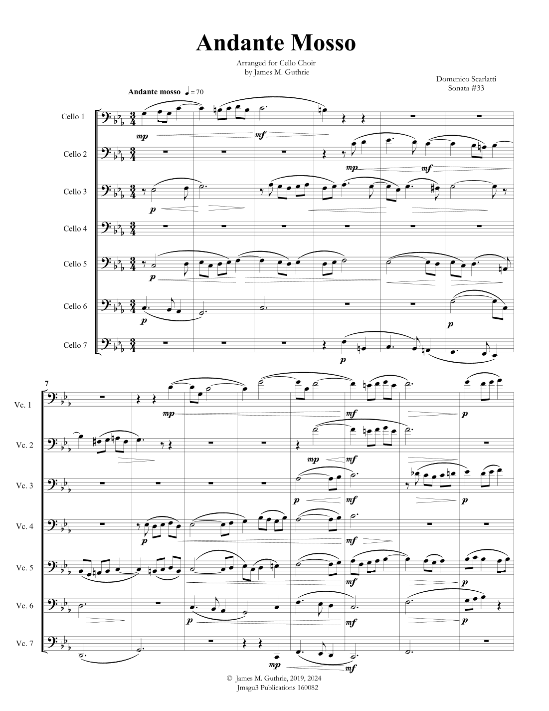 Scarlatti: Andante mosso for Cello Choir (arr. James M. Guthrie)