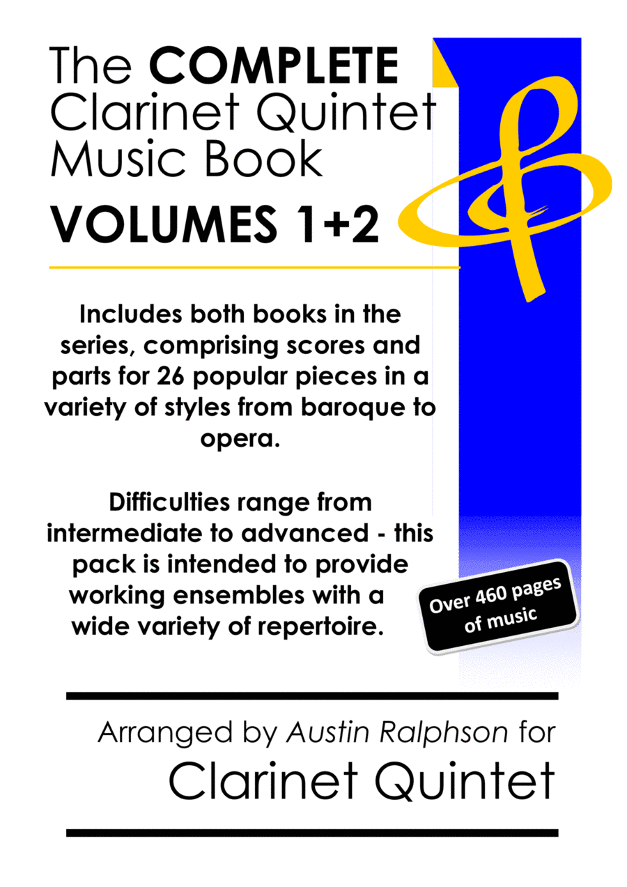 COMPLETE clarinet quintet music mega-bundle book - pack of 26 essential pieces (volumes 1 and 2) (arr. Austin Ralphson)