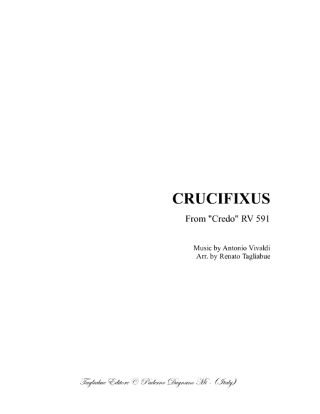 VIVALDI - CRUCIFIXUS (From Credo RV 591) Arr. for SATB Choir and Organ (arr. Renato Tagliabue)