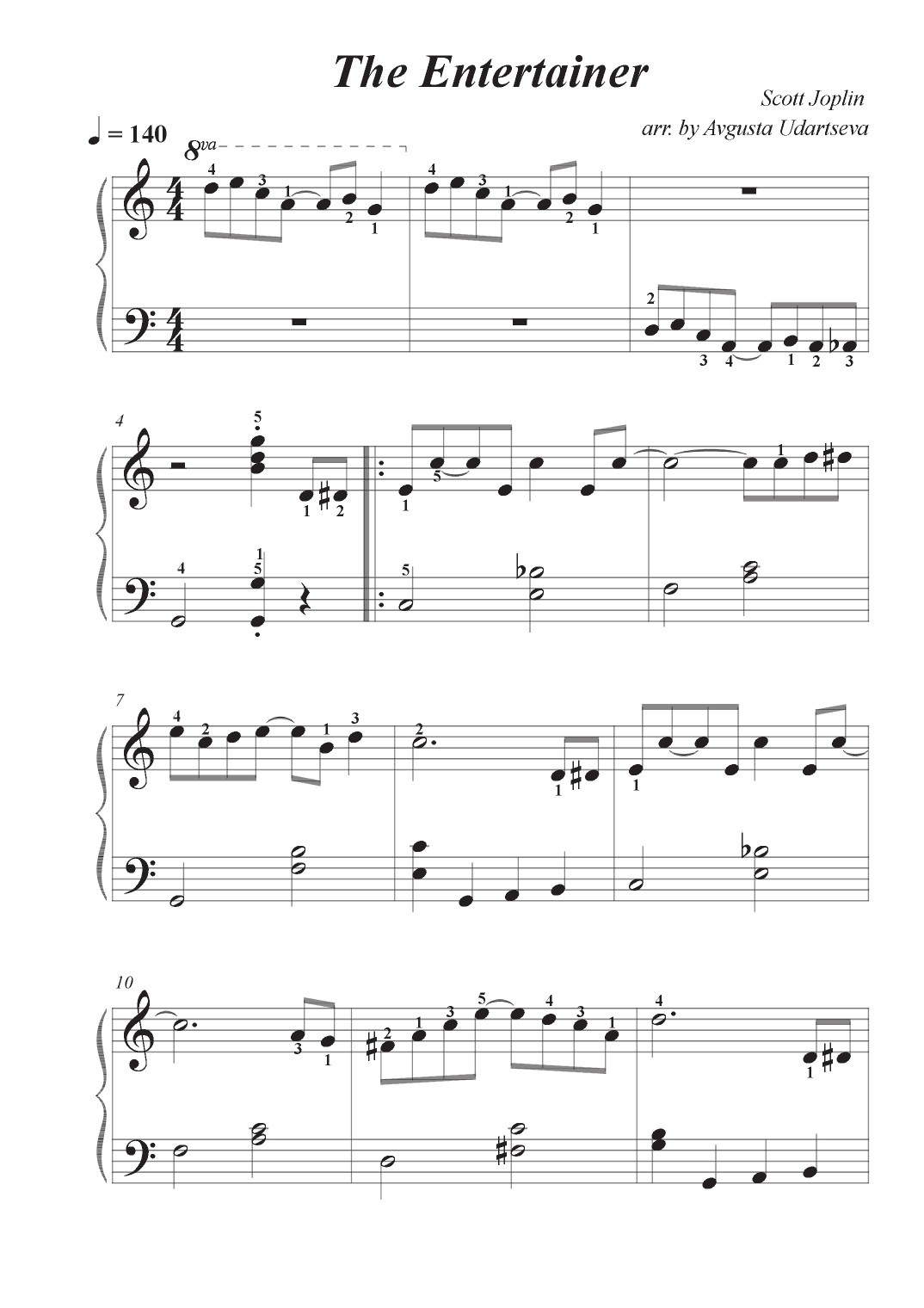 The Entertainer - Easy level (arr. Avgusta Udartseva)