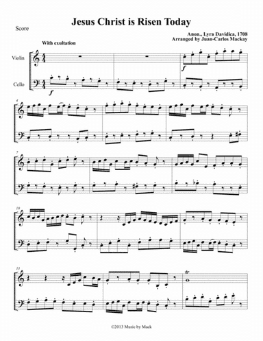 Christ the Lord is Risen Today (Violin and Cello) (arr. Juan-Carlos Mackay)