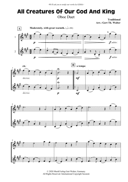All Creatures Of Our God And King (arr. Gert Th. Walter)