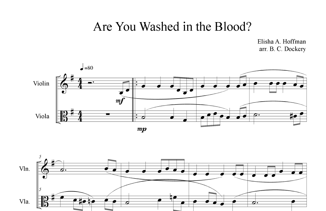 Are You Washed in the Blood? (Violin and Viola Duet) (arr. B. C. Dockery)