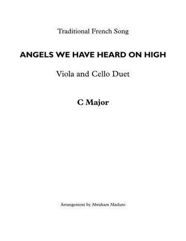 Angels We Have Heard On High Viola and Cello Duet (arr. Abraham Maduro)
