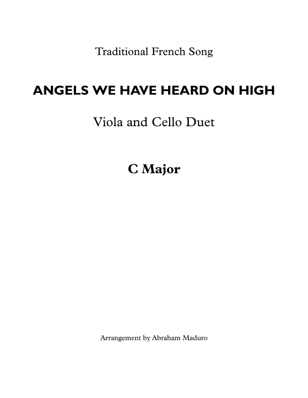 Angels We Have Heard On High Viola and Cello Duet (arr. Abraham Maduro)