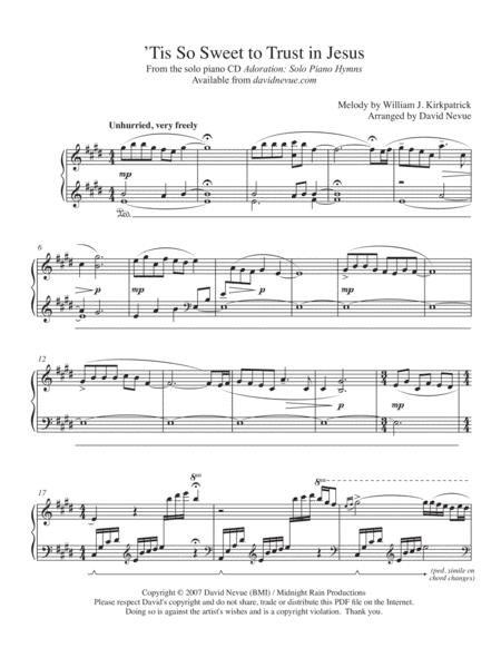 'Tis So Sweet to Trust in Jesus (arr. David Nevue)
