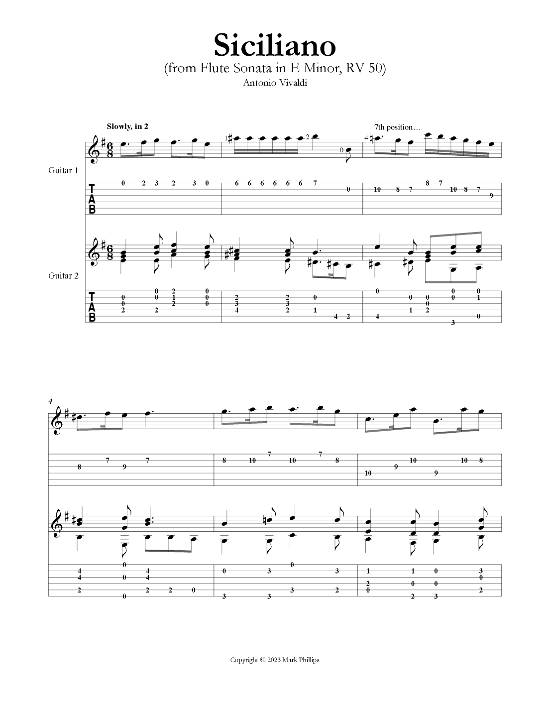 Siciliano (from Flute Sonata in E Minor, RV 50) (arr. Mark Phillips)
