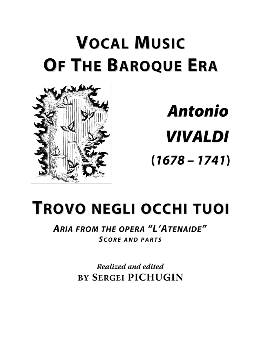 VIVALDI Antonio: Trovo negli occhi tuoi, aria from the opera L'Atenaide, score and parts (G minor) (arr. Sergei PICHUGIN)