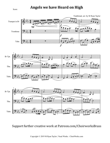 Angels we have Heard on High - Brass Trio (Trumpet, Trombone, Tuba) (arr. M. Ryan Taylor)