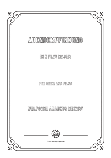 Mozart-Abendempfindung in E flat Major,for Voice and Piano (arr. MSM)