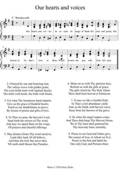 Our hearts and voices let us raise. A new tune to a wonderful old hymn.