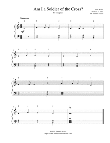 Am I a Soldier of the Cross? - for easy piano (arr. Samuel Stokes)