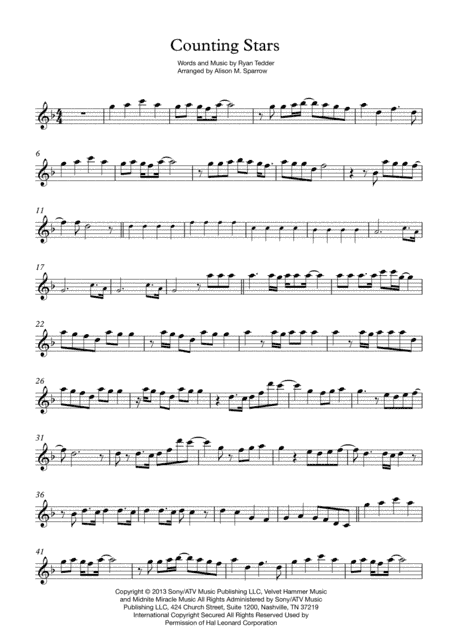 Counting Stars (arr. Alison M. Sparrow)