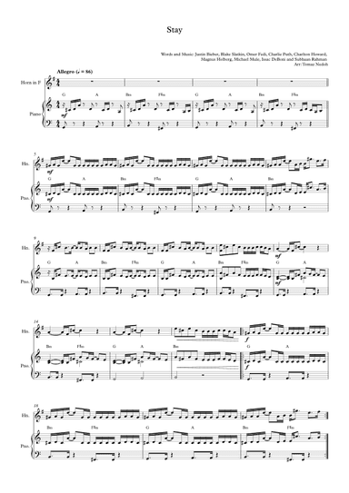 Stay (arr. Tomaž Nedoh)