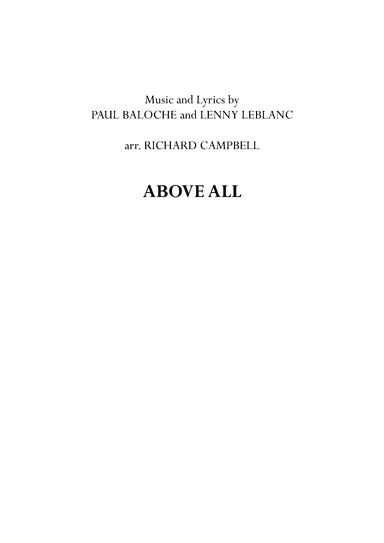 Above All (arr. Richard Campbell)