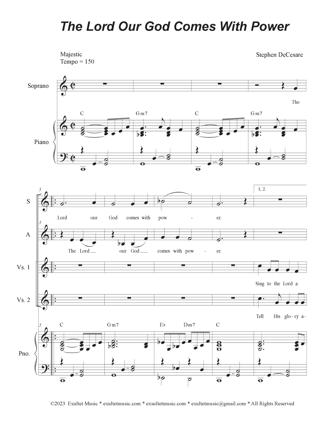 The Lord Our God Comes With Power (2-part choir - (SA)
