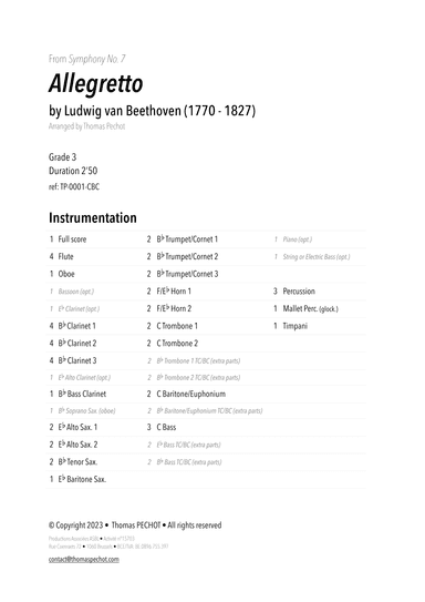 Allegretto (from the Symphony No. 7) (arr. Thomas PECHOT)