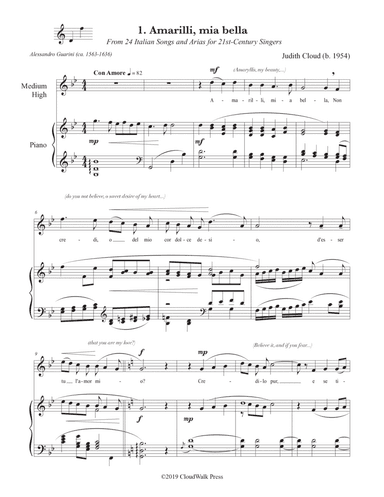 24 Italian Songs and Arias for 21st-Century Singers, no. 1 Amarilli, mia bella