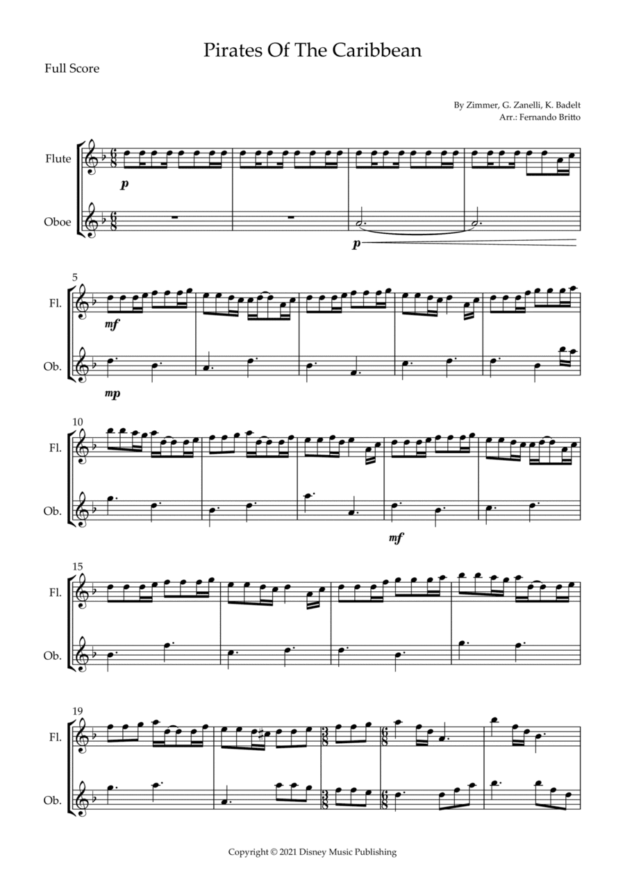 Pirates Of The Caribbean (arr. Fernando Britto)