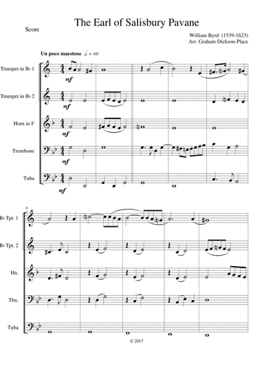 The Earl of Salisbury Pavane (William Byrd) - Brass Quintet (arr. Graham Dickson-Place)