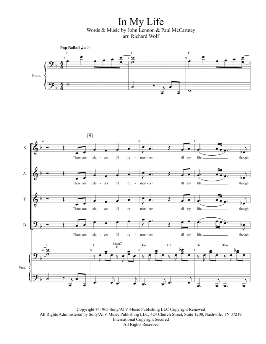 In My Life (arr. Richard Wolf)
