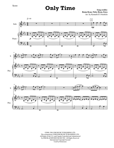 Only Time (arr. Kenneth D. Friedrich)