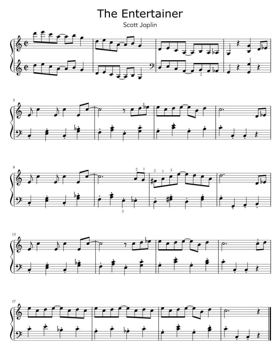 The Entertainer by Scott Joplin (Intermediate Piano Solo) (arr. Dennis Cheng)