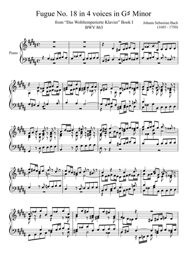 Fugue No. 18 BWV 863 in G# Minor (arr. Zachary Corbett)