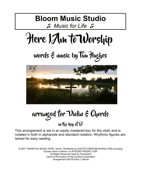 Here I Am To Worship (arr. Edna J. Bloom)