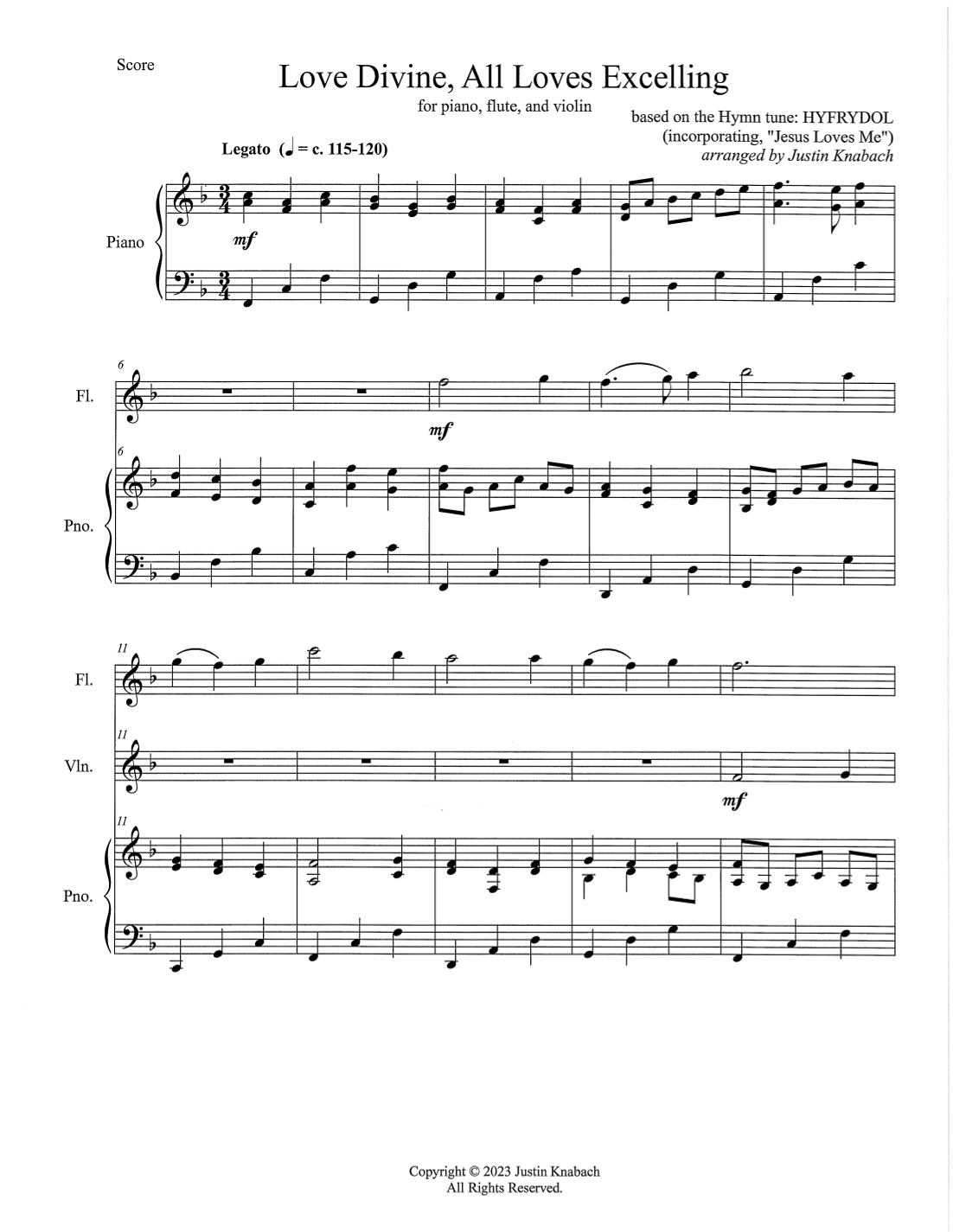 Love Divine, All Loves Excelling (with Jesus Loves Me) (arr. Justin Knabach)