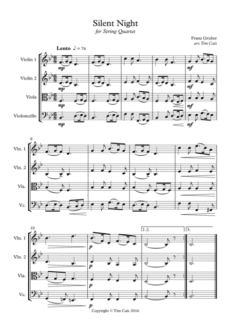 Silent Night: String Quartet (arr. Tim Cais)