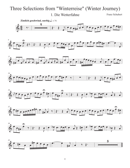 Schubert: Three Selections from "Winterreise" (Winter Journey) for Horn and Piano (arr. Emily Pesavento)