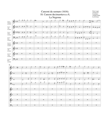 La Negrona a8 (Canzoni da suonare,1616, no.18) (arrangement for 8 recorders) (arr. Gil Garty)