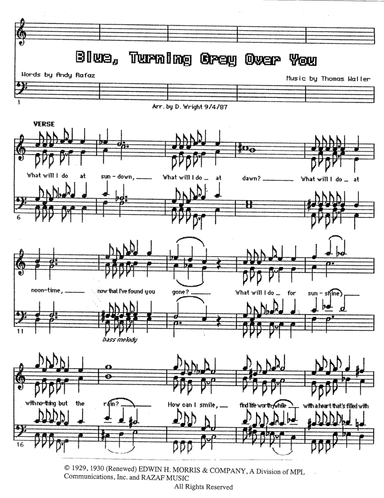 Blue Turning Grey Over You (arr. David Wright)