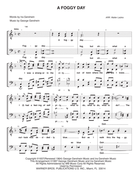 A Foggy Day (In London Town)  from A DAMSEL IN DISTRESS (arr. Walter Latzko)