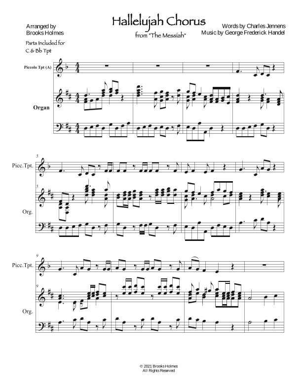 Hallelujah Chorus from "The Messiah" for Solo Trumpet & Organ (arr. Brooks Holmes)