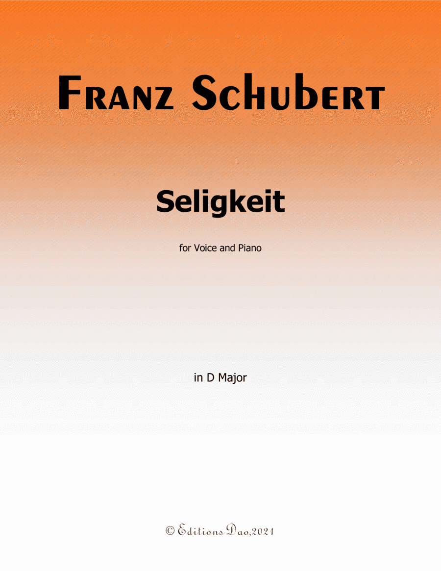 Seligkeit, by Schubert, in D Major (arr. Editions Dao)
