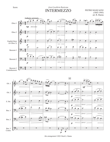 Intermezzo from "Cavalleria Rusticana" (Double Reed Ensemble) (arr. Reed A. Hanna)